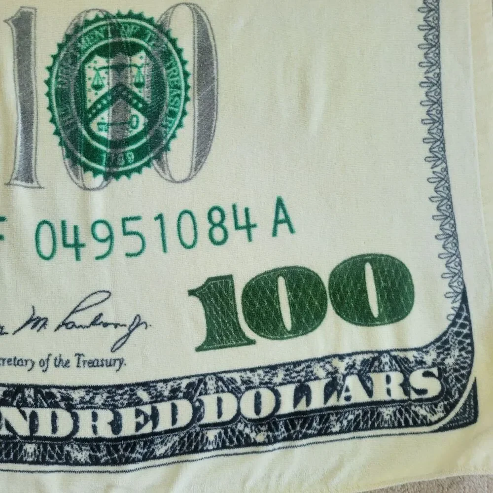 Oversized Benjamin Franklin $100 Bill Towel Beach Bath